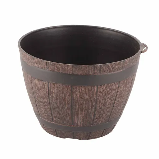 Imitation Wooden Barrel PP Resin Flower Pot Imitated Wood Planting Barrel