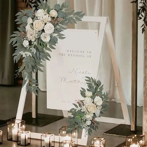 Wedding Arch Flower Decorations, Artificial Silk Flowers for Ceremony Arch, 2 Piece Floral Set, Outdoor Wedding Aisle Decor, Rustic Romance Decoration
