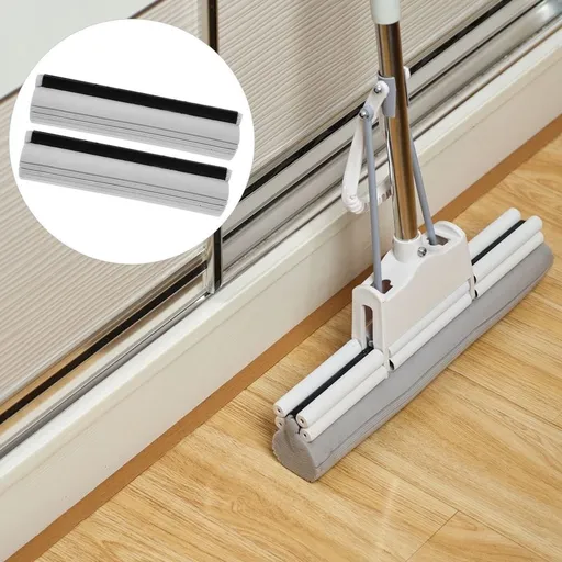3Pcs Sponge Mop Refill Replacement Grey Rolling Mop Head for Large Area Floor Use