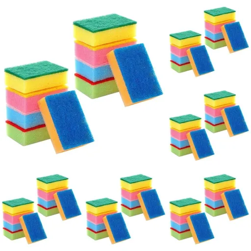 Non Scratch Kitchen Cleaning Sponges, Multicolor Reusable Scrub Pads, For Dishes Pots Counter Bathroom Car Wash,10-50 Pack