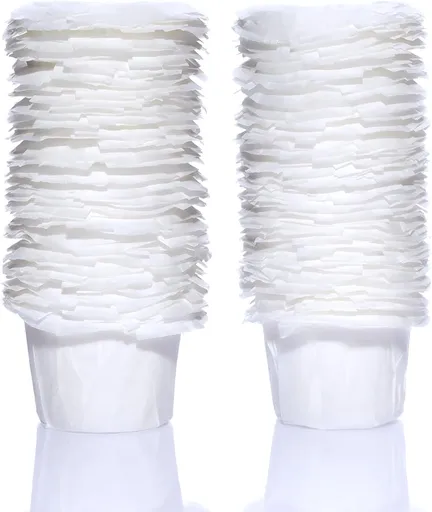Disposable K Cup Filters, 100 Count Disposable Paper Filters for Keurig Reusable K Cups, White