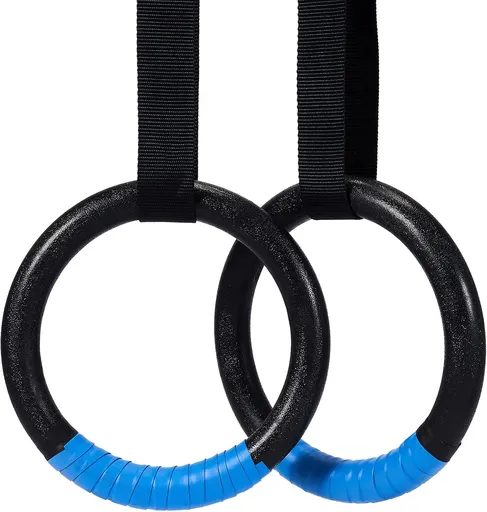 Gymnastic Rings, Exercise Olympic Rings with Adjustable Straps, Steel Buckles, Perfect for Workout, Strength Training, Pull-Ups and Dips (Black)