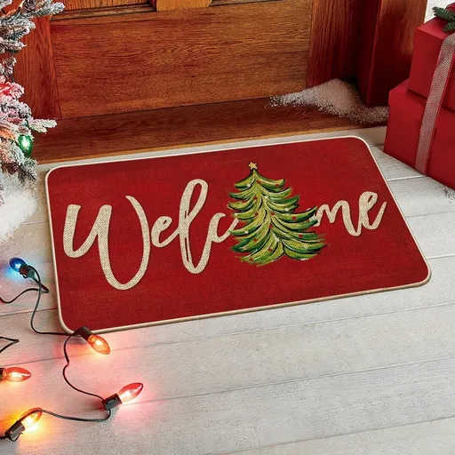 doormat - Christmas Doormat - 50 × 80cm - indoor doormat - outdoor doormat - Christmas decoration - Christmas tablecloth - indoor Christmas decoration - Christmas tree pattern - Christmas doormat - non-slip doormat - Welcome Doormat - for Indoors and