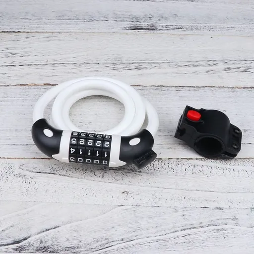 5-Digit Combination Lock with White Cable for Secure Bike Safety and Theft
