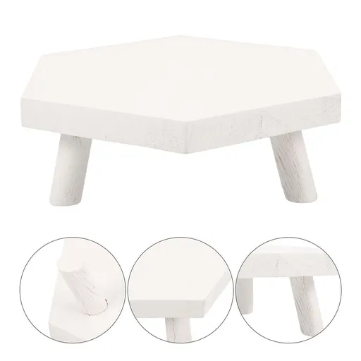 Wood Planter Stand Durable White 23X20X7.5cm Garden Decorative Stool