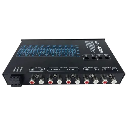 Digital Car Equalizer 9 Band Adjustable Filter Black