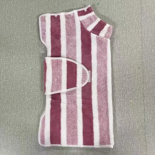 Pet Bathrobe Super Absorbent Full Coverage Quick-Drying Towel for Dogs and Cats Large Red Stripes