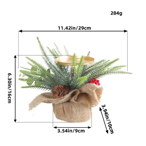 Wrought Iron Candlestick Christmas Tree Holder Berries Pinecone Candelabra Stand Table Ornament Gift Stands Decorative