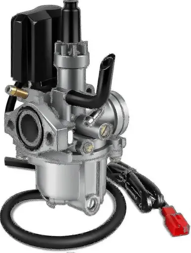 Carburetor for 50cc 2-Stroke Motorcycle Engine, Electric Choke Carb with 17mm Intake and 28mm Air Filter Interface