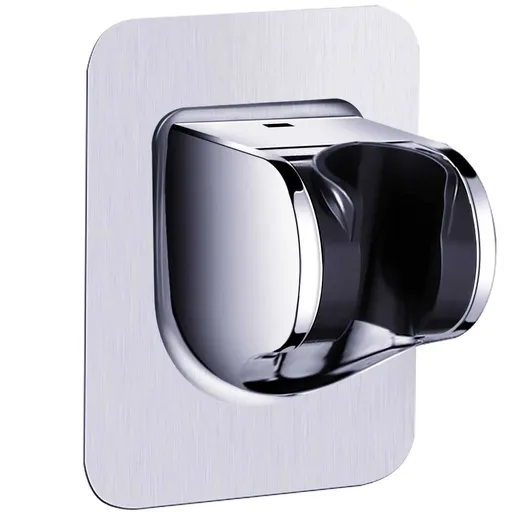 Shower head holder bracket, chrome hand shower holder no drilling no punching self-adhesive, wall mounted adjustable showerhead