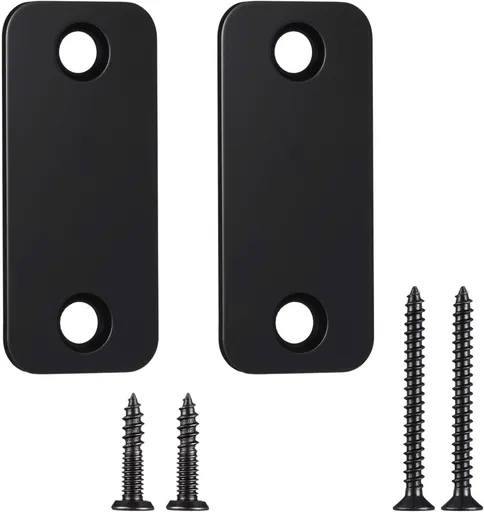 2 Set Door Hole Cover Plate 1" x 2-1/4" Stainless Steel Door Strike Filler Plate Latch Filler, Increase Home Security on Entry (Black)
