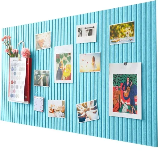 30x45cm Self-Adhesive Photo Board, Decorative Cork and Acoustic Wall Panel Bulletin Board for Photos and Messages, Compatible with Home and Office, Blue