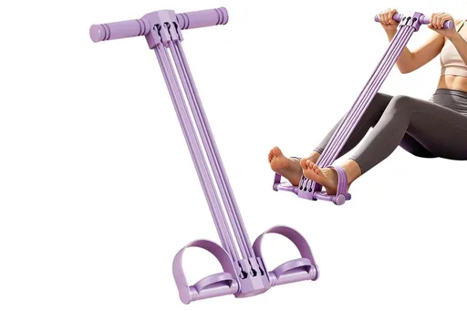 Pedal Resistance Band with Handles Adjustable Detachable Multifunction Pedal Resistance Band for Abs Arms Waist Legs Home Fitness - Purple