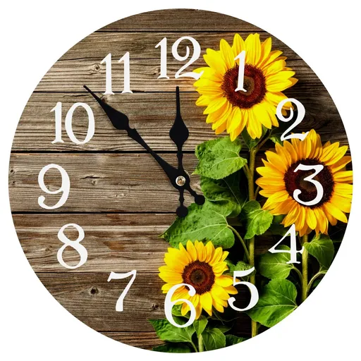 Wall Clock Silent Non Ticking 12 Inch Vintage Rustic Country Analog Home Decoration Round Wall Clock