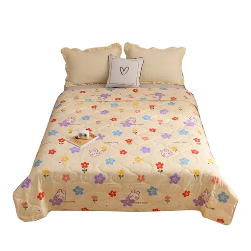 Cotton Quilt Washable Embroidery Ultrasonic Quilting Skin Friendly Cotton Comfortable Breathable Summer Quilt Flowers 180x200cm