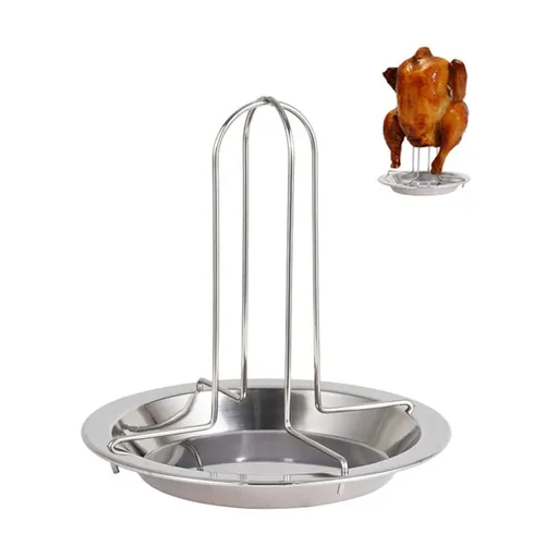 Chicken Roaster Rack, Stainless Steel Vertical Beer Can Chicken Holder with Drip Pan, BBQ Roasting Stand for Grill Oven