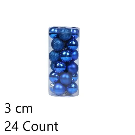 24 Count Shiny Plastic Christmas Tree Pendant Balls, Dark Blue 3cm Electroplated Spheres for Xmas Decor and Halloween Dark Style Scene Layout