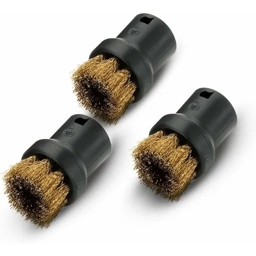 ROund Steam Cleaner Brush Set With Brass Bristles, Black, 4.0Cm X 2.5Cm