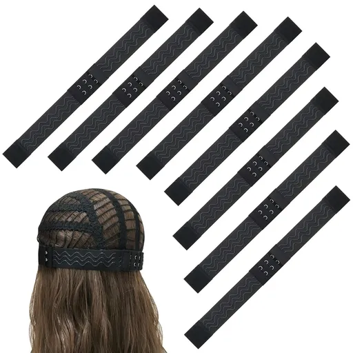 8 PCS Adjustable Wig Elastic Bands with Hook, Sewing for Keeping Wigs in Place