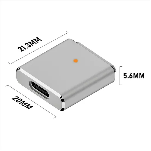 Replaceable for Magsafe3 Adapter Type-C Female to 5pin High Power Output 100w Adapter with Led for /Pro Silver