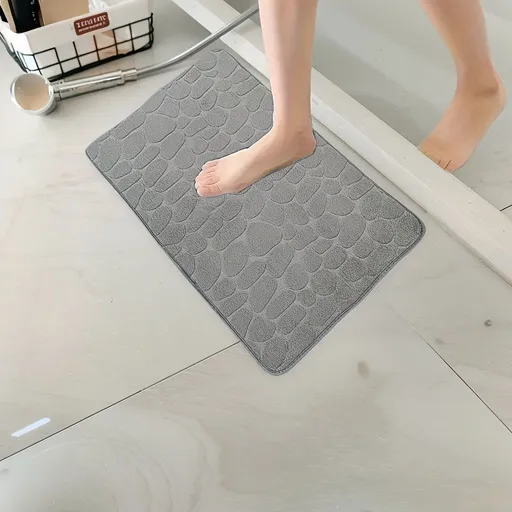 [Quick-Dry Memory Foam] 1pc Quick-Dry Memory Foam Bath Mat with Non-Slip Backing - Soft Shower Carpet Suitable for Bath Tub, Shower, Commercial Use - Machine Washable Bathroom Mat Grey