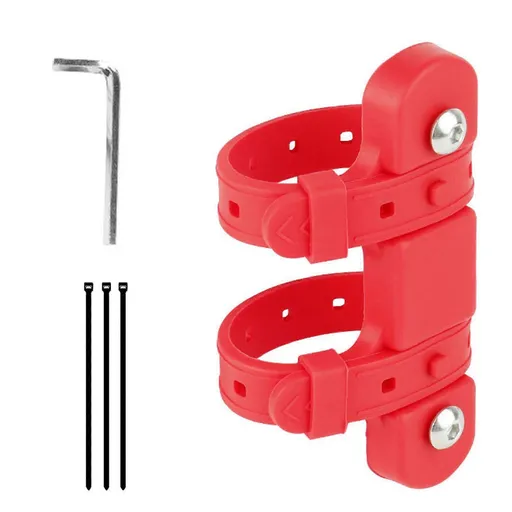 Bicycles Water Bottles Cage Holder Strap Soft Silicone Practical for Mountain Bikes Long Distances Cyclings, Adjustable - Red