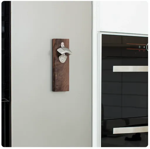 Magnetic Wall Mounted Bottle Opener with Cap Collector