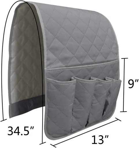 Sofa Armrest Organizer Non-Slip Arm Chair Bedside Storage Organizer for Recliner Couch with 5 Pockets for Cell Phone