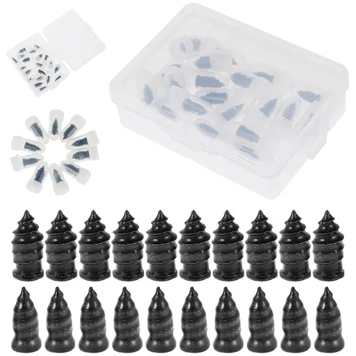 20PCS Tire Repair Rubber Nail,Tire Repair Rubber Screws Black, Fast Tool Self-Service Tire Repair Nail
