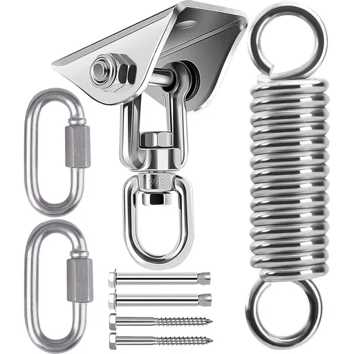 Stainless Steel Ceiling Mount Hanging Chair Spring Hook Kit, 360° Rotation, 450 kg Capacity