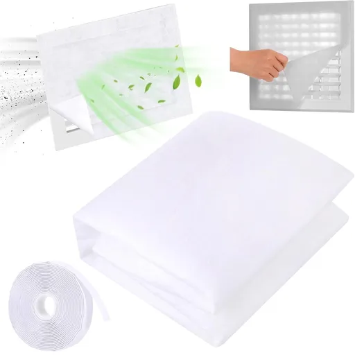 Air Vent Filter Kit Customizable Vent Filter Cotton78x39" Electrostatic Filter Media with 118" Adhesive Tape for Air Conditioner for Purify the Stops Dust and Pet Dander,Cut to Fit Air Filter