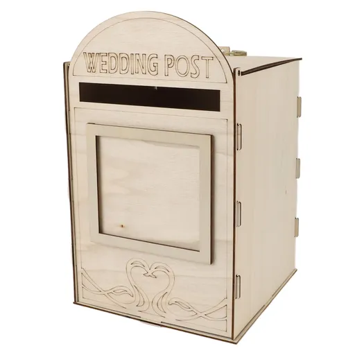 DIY Wooden Wedding Mailbox Post Box with Lock Key for Reception Wedding Anniversary Party Decoration JM01618