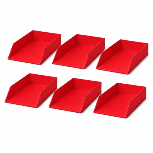6x Italplast Eazi Fold A4 Document Tray in Red