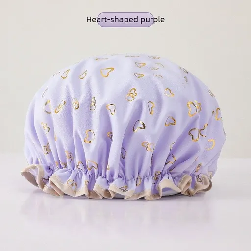 Women's Double-Layer Waterproof Shower Cap-purple
