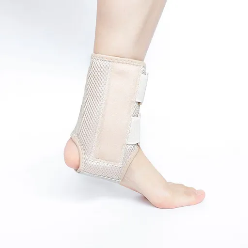 Ankle Brace with Compression Straps & Elastic Sleeve, Sports Support Protector with Firm Fit, Comfortable & Breathable for Fitness 1pc Beige