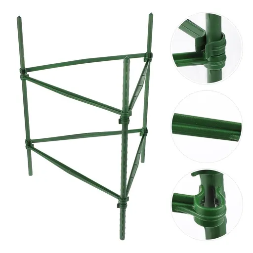 3-Pack Tomato Stakes and Vegetable Trellis Supports, Green Steel Garden Plant Supports for Healthy Growth