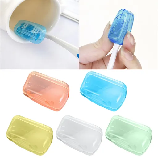 5 Pieces Portable Toothbrush Containers Travel Toothbrush Cap Cover Tooth Brush CapsConvenient for Travel, Home, Office and, Pink, 4 cm
