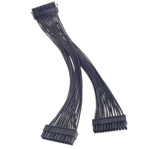 Power Supply 24-pin Motherboard Splitter Cable, Dual Motherboard Extension Cable Female to Male Y Adapter Cable