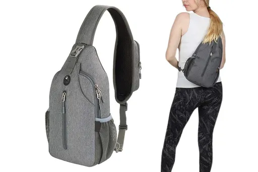 Water Resistant Crossbody Sling Backpack Sling Bag Travel Hiking Chest Bag Daypack - Dark Grey