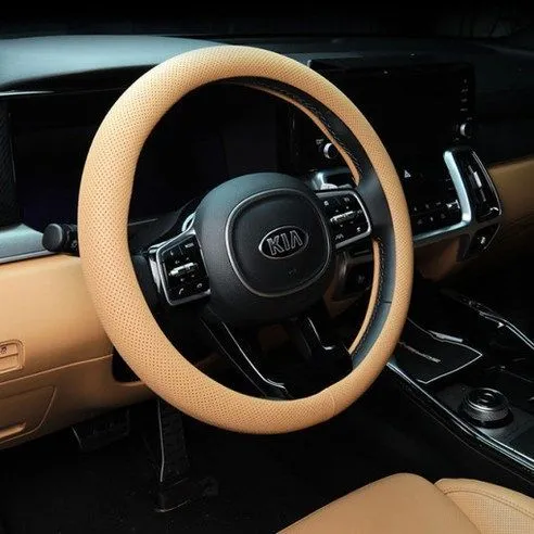 Steering Wheel Cover Artificial Leather 38cm CAMEL