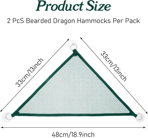 2Pcs Reptile Hammock - Breathable Mesh Bearded Dragon Hammock Lizard Tank Accessories Triangle Geckos Hammocks for Bearded Dragons Snakes Axolotls(Green)