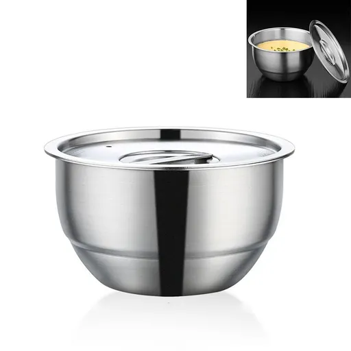 Stainless Steel Steaming Egg Bowls With Lid Anti Scald Food Mixing Bowl DIY Cake Bread Mixer Kitchen Utensil Bowl