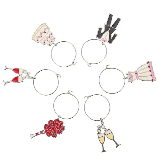 6Pcs Wine Glass Tags for Party Cup Markers and Elegant Drink Identifiers