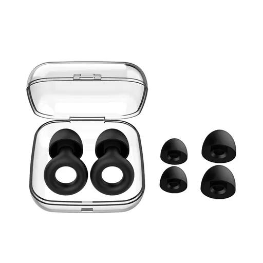 Ear Plugs for Noise Reduction,Reusable Hearing Protection in Flexible Silicone for Sleep,Motorcycle,Noise Sensitivity (Black)