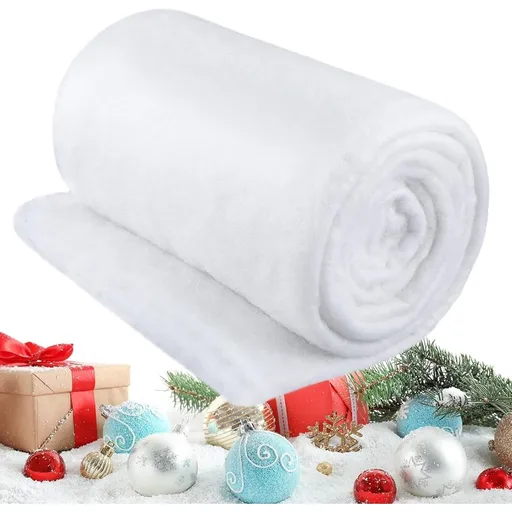 Artificial Snow Blanket Thickened Soft Cotton 2.6 x 7.8 Ft White Fluffy Fake Snow Sheet for Christmas Village Backdrop Decorations