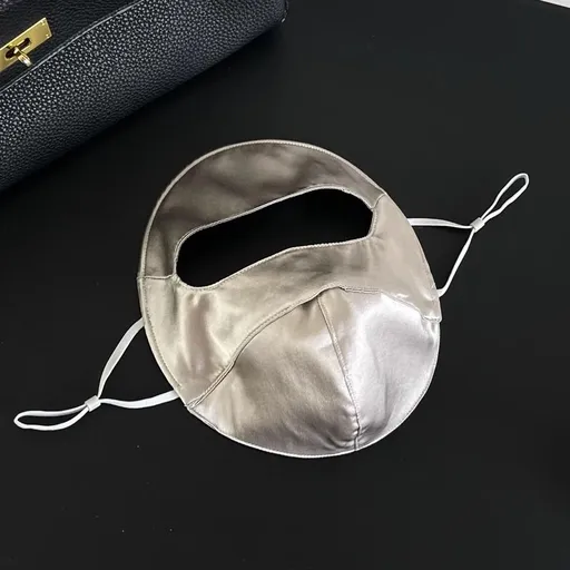Mulberry Silk Sun Protection Face Mask – UV Blocking Breathable Dust Mask for Outdoor Cycling (Short Style, Gray)