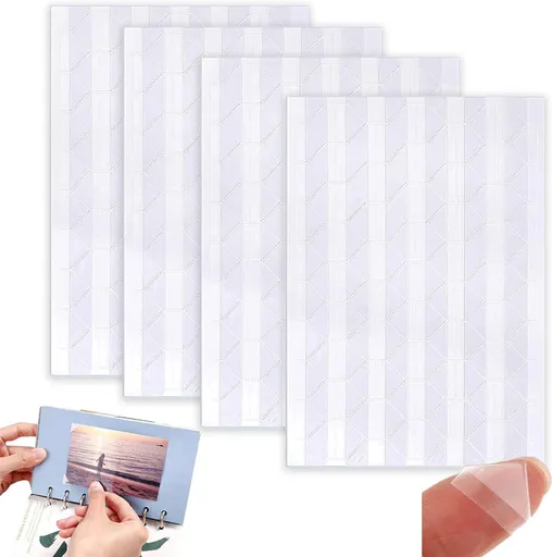 408 Pcs Clear Photo Corners Stickers Self-Adhesive Photo Corners Lens Photo Corner Sticker for DIY Scrapbooking, Memory Books Journal and Picture Album (Clear, 4 Sheet)