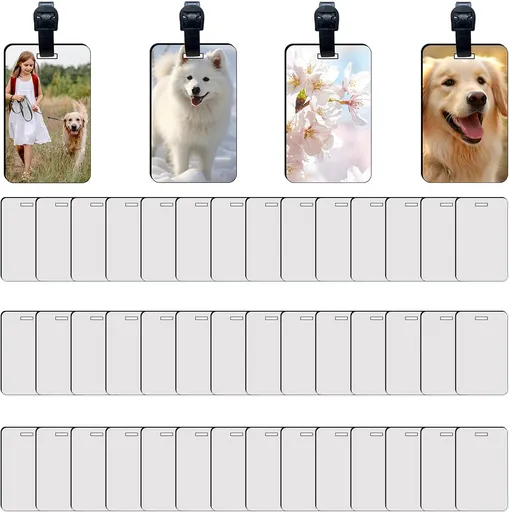 40 Pcs Luggage Tag Blanks - Rectangle Bulk with Belt - MDF Bag Tags - Heat Transfer Double Sides - Keychain Blanks - 2.4x3.8 inch