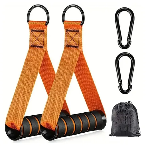 Resistance Band Handles, Foam Grip Workout Handles with Carabiners for Home Gym & Cable Training - Orange
