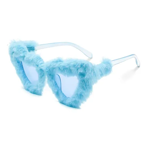 Plush heart-shaped sunglasses for women heart-shaped sunglasses blue heart-shaped sunglasses for women